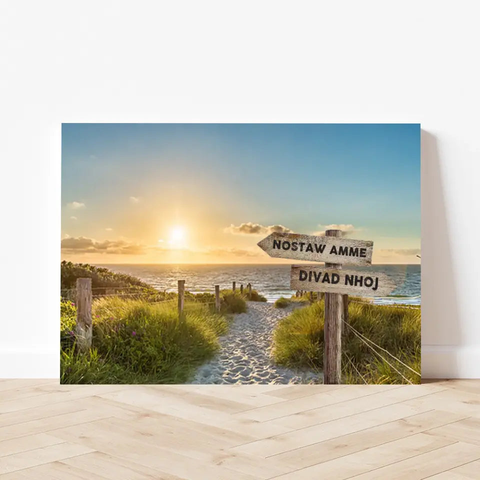 Personalized canvas "Signpost beach path"