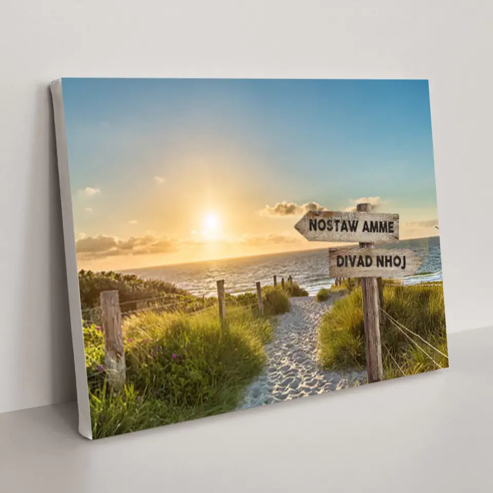 Personalized canvas "Signpost beach path"