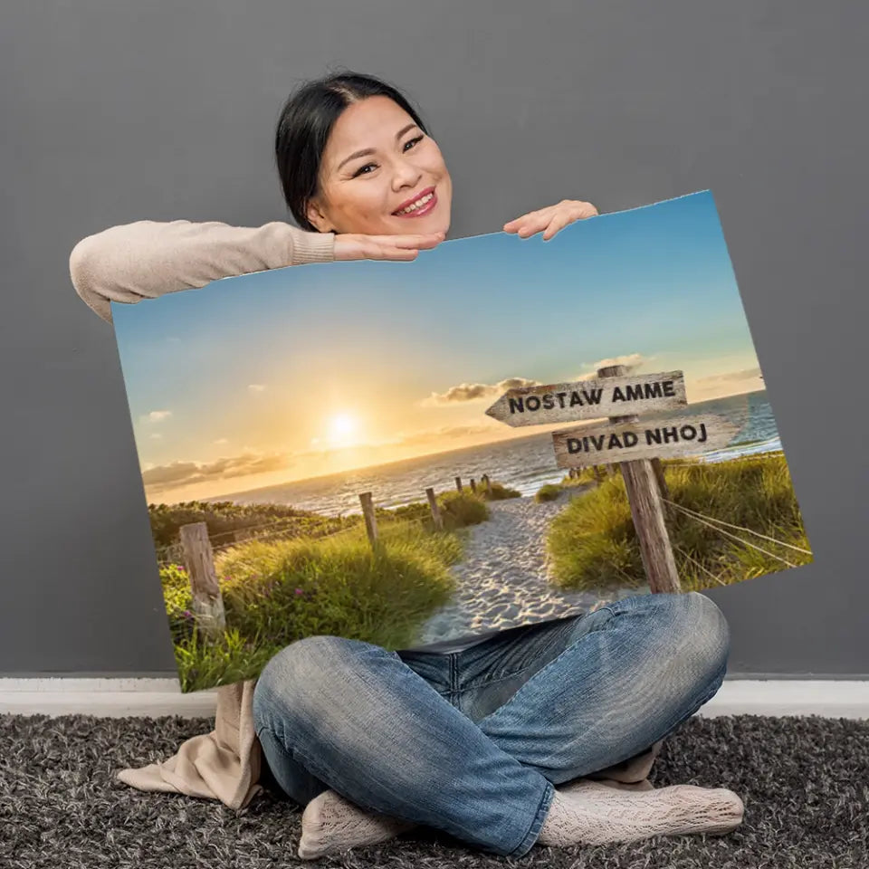 Personalized canvas "Signpost beach path"